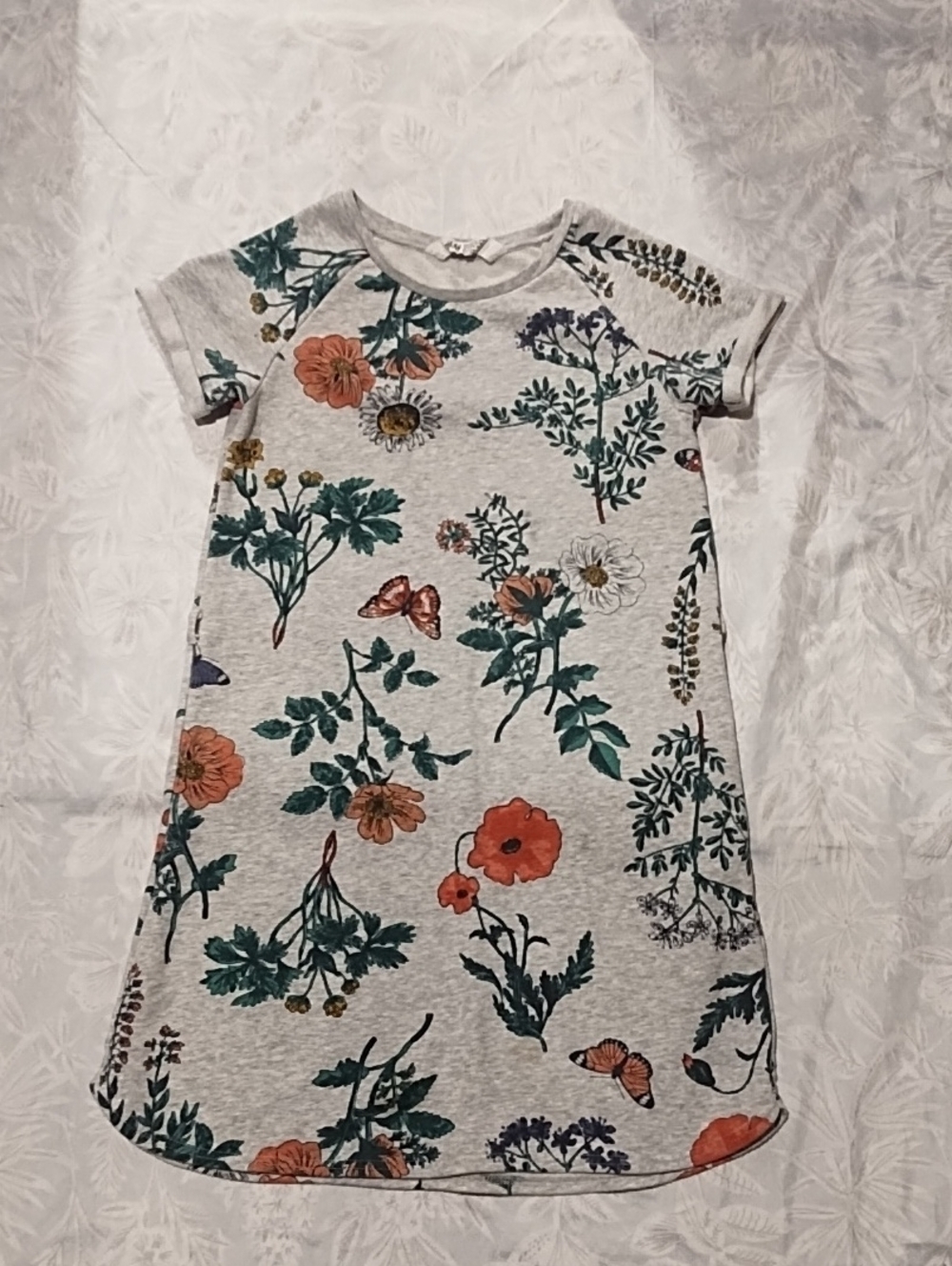 💥2/$5💥Girls' Floral Knit Dress - Gray with Green & Orange